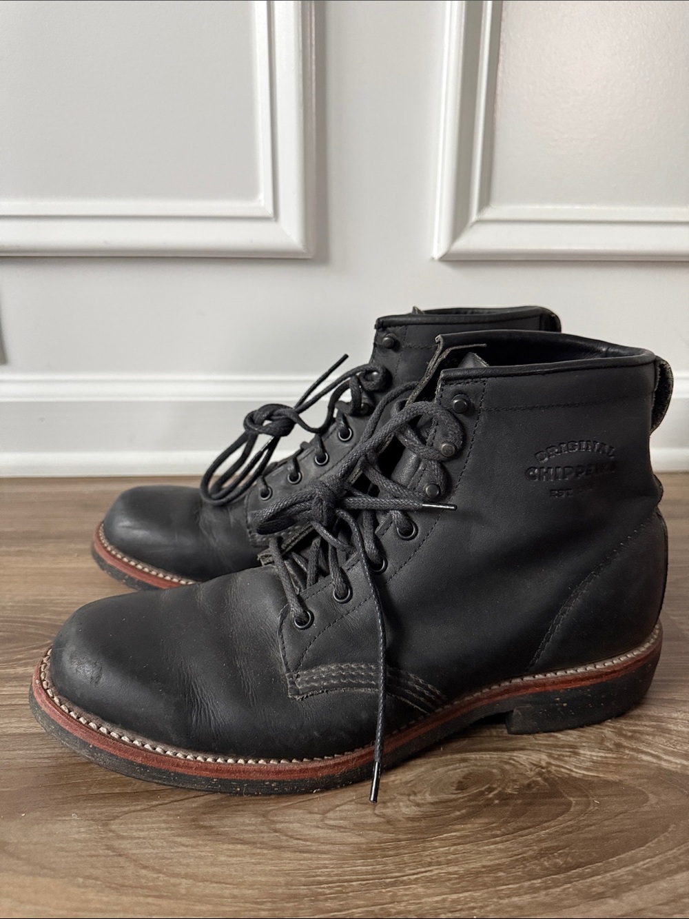 Chippewa Original Service Boots Mens 9 D Black Leather Vibram USA Made Heritage - Picture 3 of 10